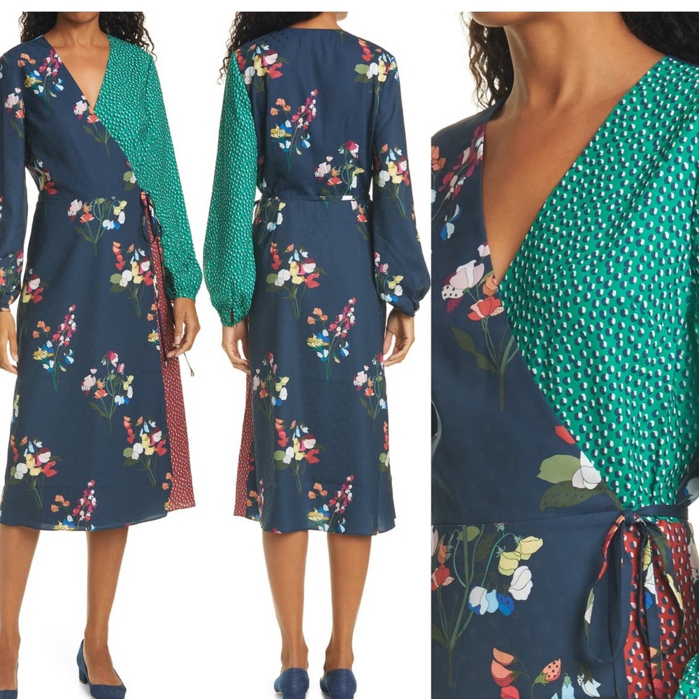 COPY - Talissa Mix Print Faux Wrap Dress